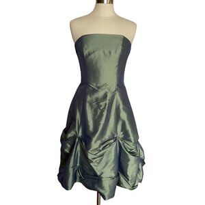 Alfred Angelo Iridescent Sage Green Short Strapless Prom Dress Size 10